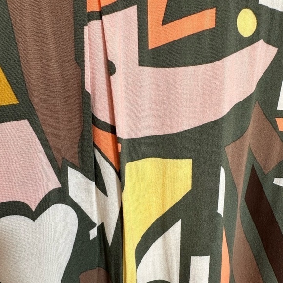 Big Dart Womens Button Down Shirt Long Sleeve Retro Abstract Color Block Funky M - Picture 9 of 14